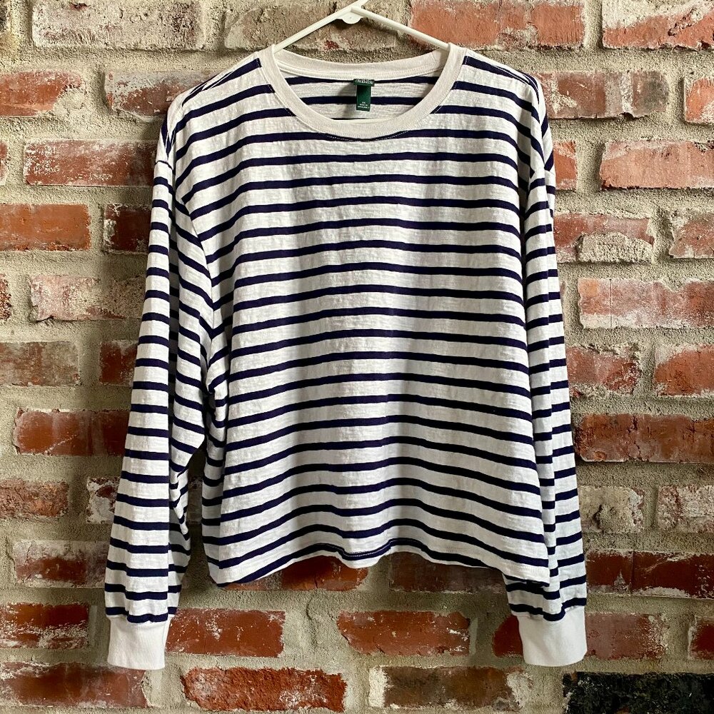 Wild Fable: Women's Long Sleeved Top, White with Black Stripes, Size 2X.